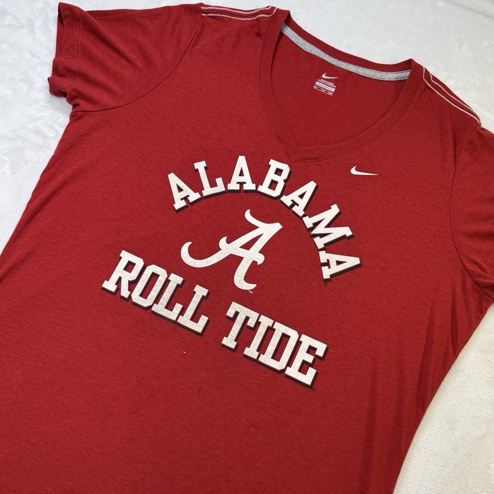 Nike Alabama Roll Tide Shirt Womens XXL Red V Neck College Football